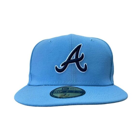 Atlanta Braves New Era 59FIFTY Fitted Hat Blue Size 7 1/4 MLB Cap - Picture 1 of 8